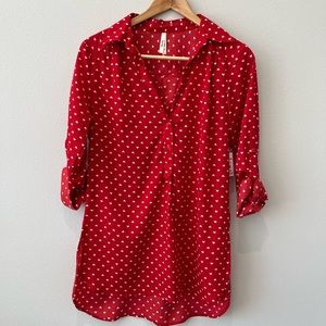Red with White Hearts Blouse